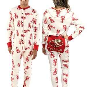 Lazy One Lobster Print Onesie with Red Accents